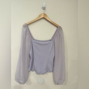 Lavender Sheer Sleeve Women's Top size L